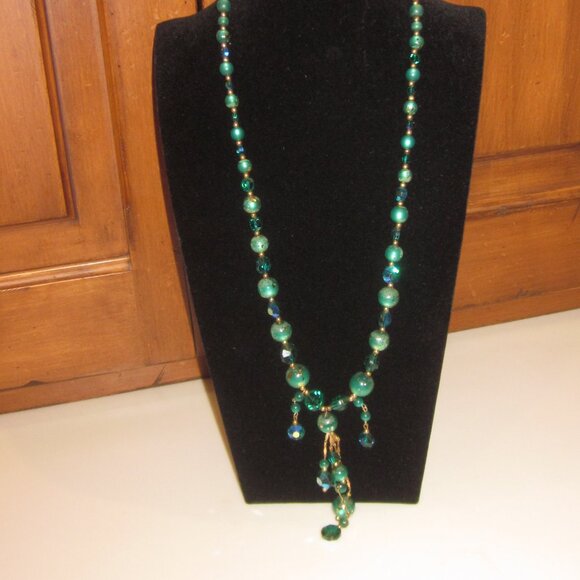 Vintage Green AB Crystal Necklace - Picture 1 of 3